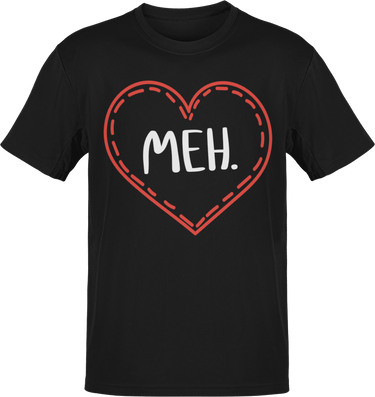 Meh Valentines Heart Adult T-Shirt For Men 8Ball